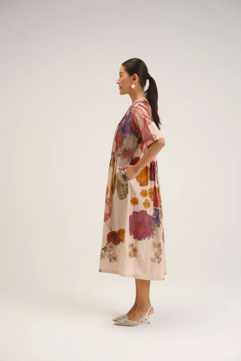 Cherimoya Pinktucks Dress cotton dress by YAM in multi-color for women Worldwide