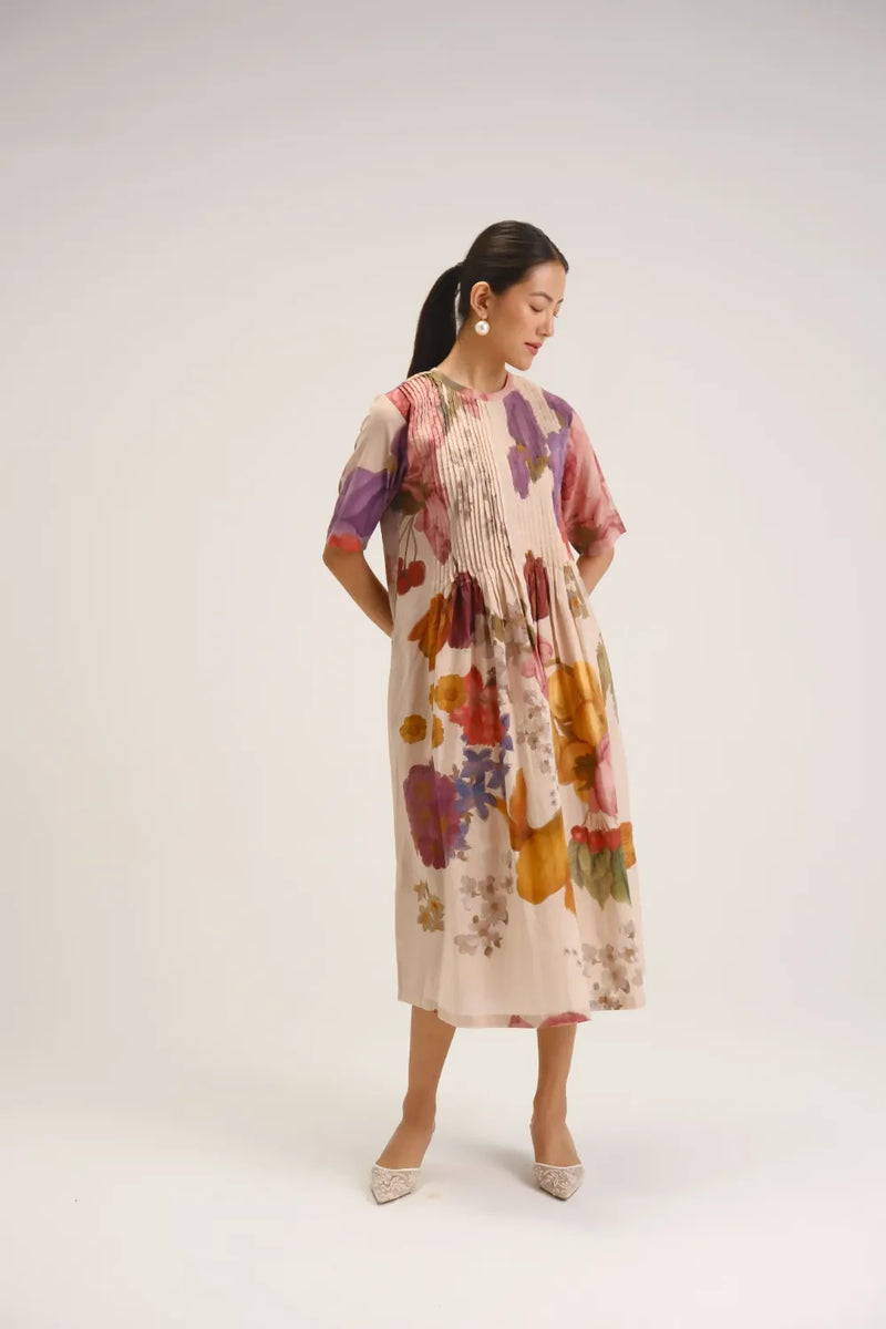 Cherimoya Pinktucks Dress cotton dress by YAM in multi-color for women Worldwide