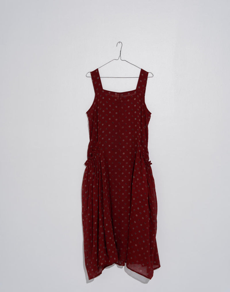 Cherry Blossom Pocketed Midi Dress - Red cotton by World of Crow in red color for women Worldwide