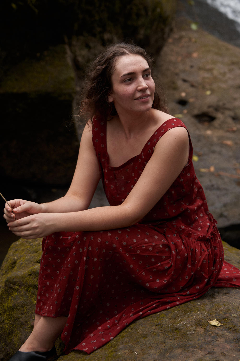 Cherry Blossom gathered dress - Red