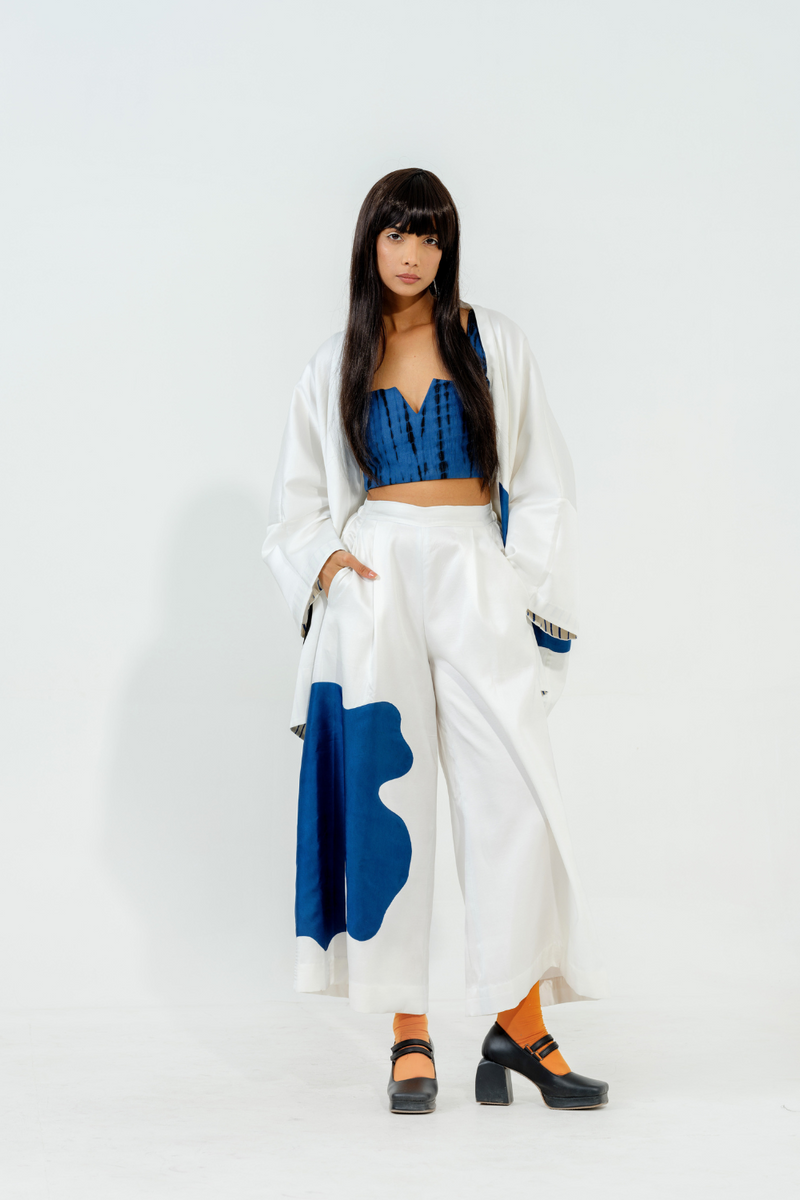 Chia Jacket-(Natural+Blue+black) linen satin jackets and overlays by Stoique in natural, blue, black for women Worldwide