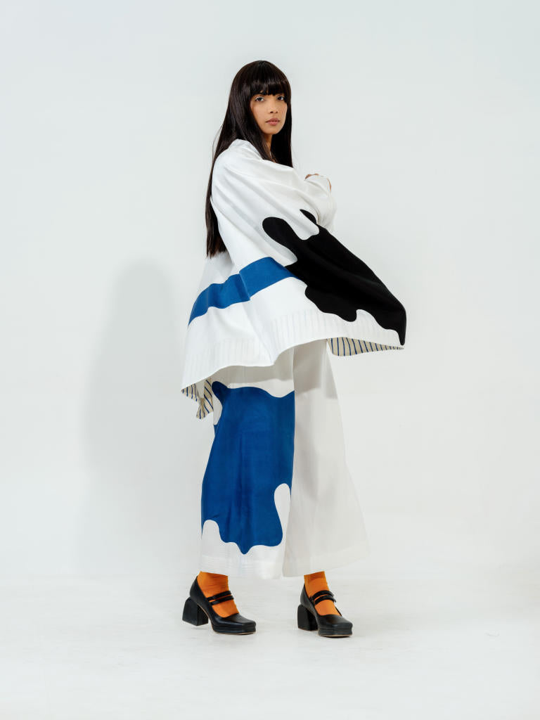 Chia Jacket-(Natural+Blue+black) linen satin jackets and overlays by Stoique in natural, blue, black for women Worldwide