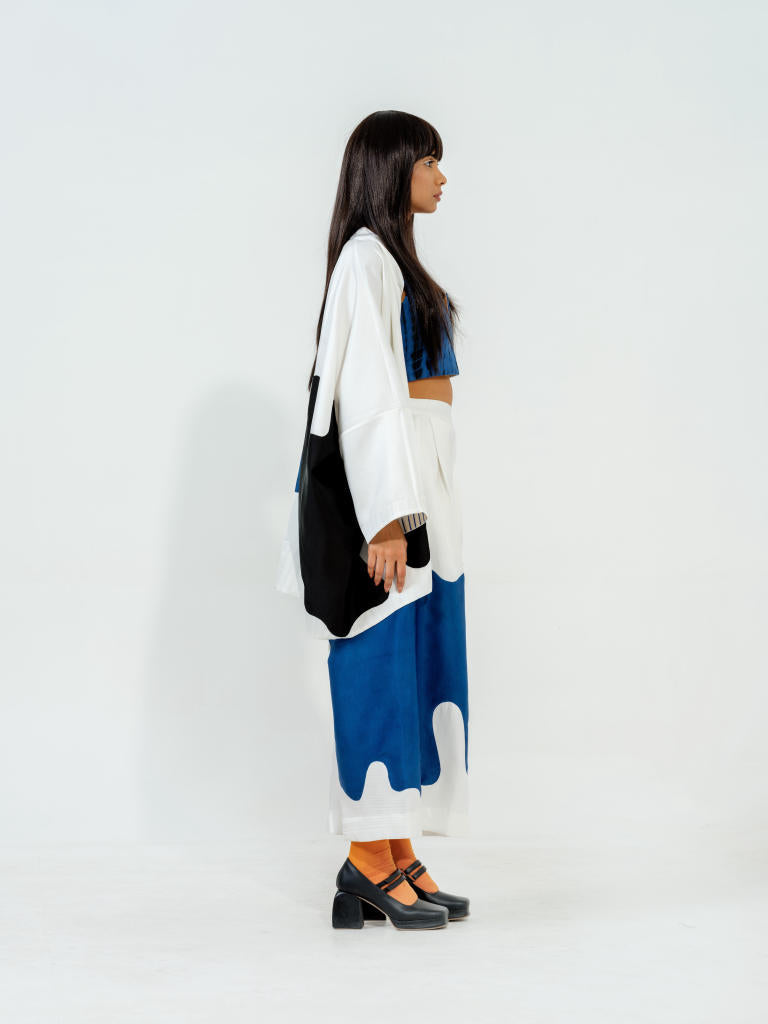 Chia Jacket-(Natural+Blue+black) linen satin jackets and overlays by Stoique in natural, blue, black for women Worldwide