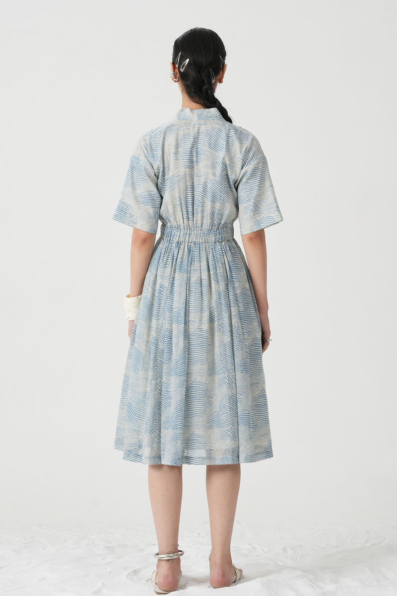 Chikoo Hand Printed Blue Dress