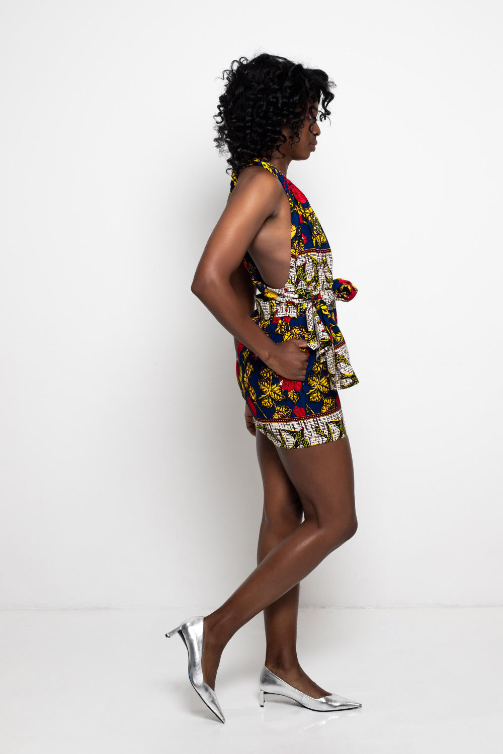 Chinwe Shorts Infinity Romper - Red/Blue Flying Garden Print