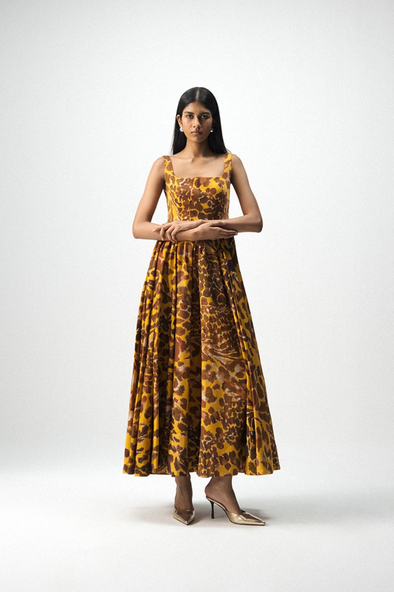 CHITARA CHERRY DRESS satin by Yam in yellow color for women Worldwide
