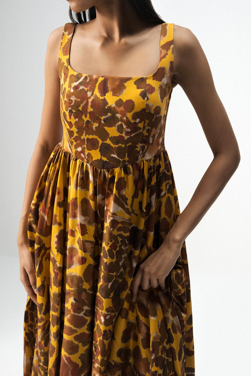 CHITARA CHERRY DRESS satin by Yam in yellow color for women Worldwide