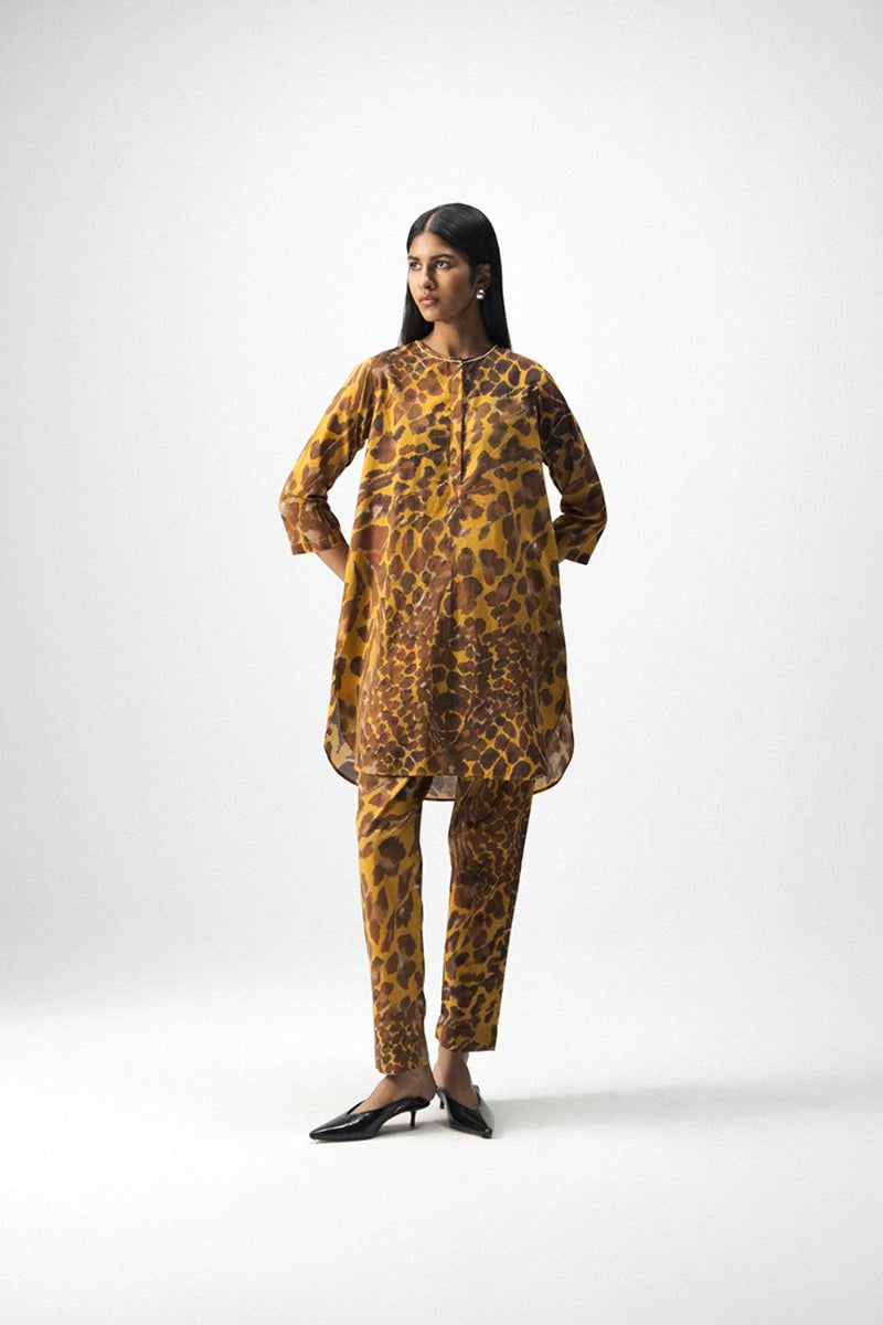 CHITARA SHORT KURTA SET cotton by Yam in yellow color for women Worldwide