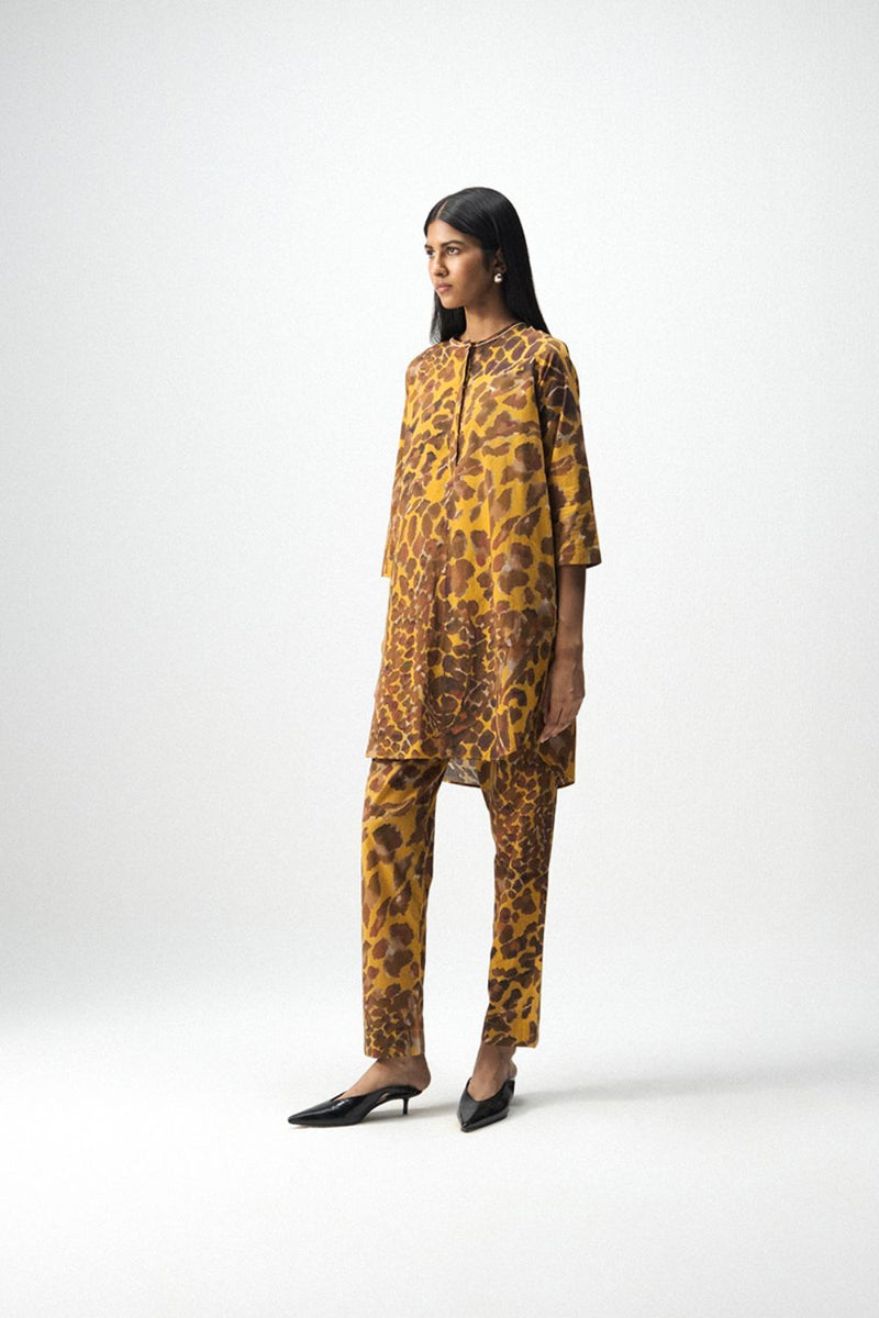 CHITARA SHORT KURTA SET cotton by Yam in yellow color for women Worldwide