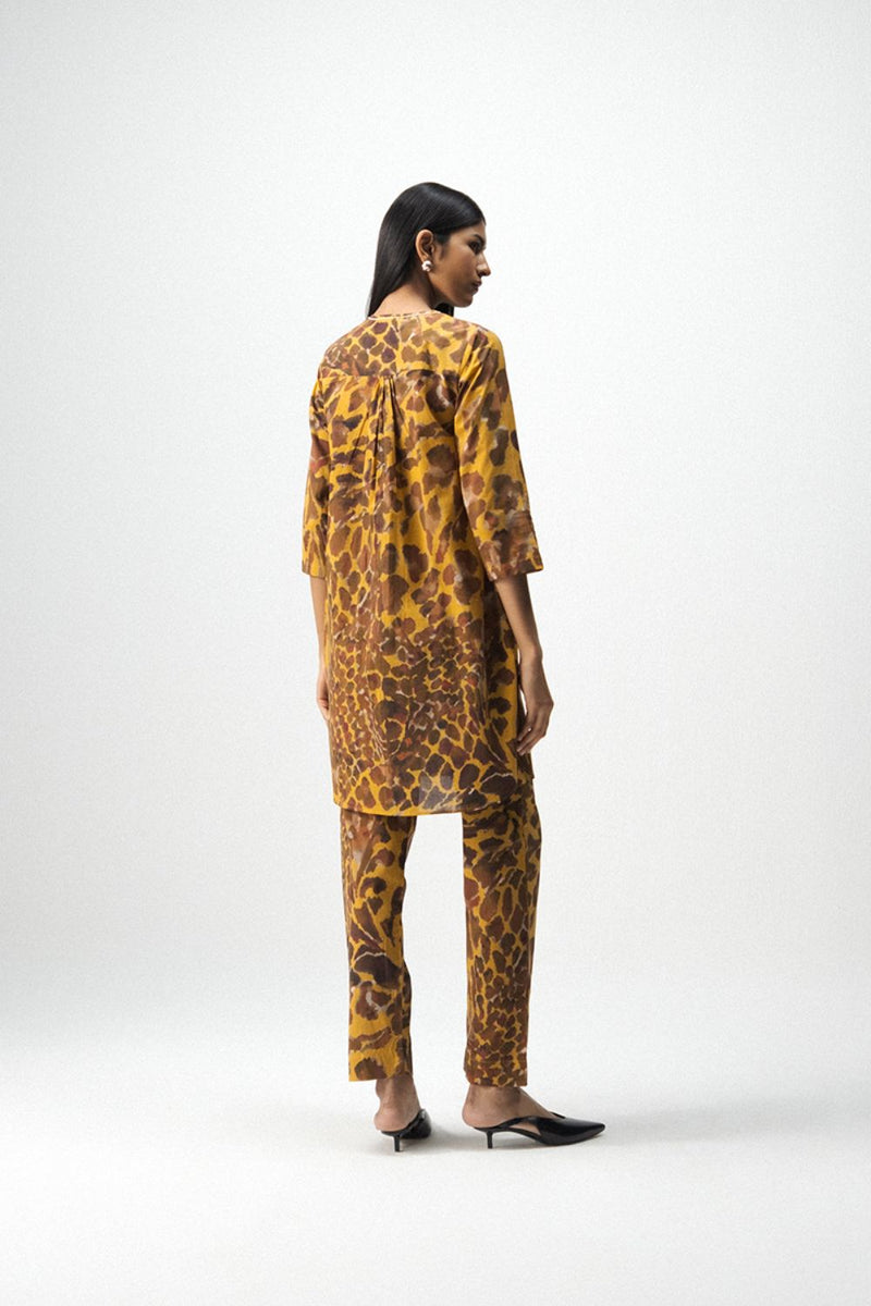 CHITARA SHORT KURTA SET cotton by Yam in yellow color for women Worldwide