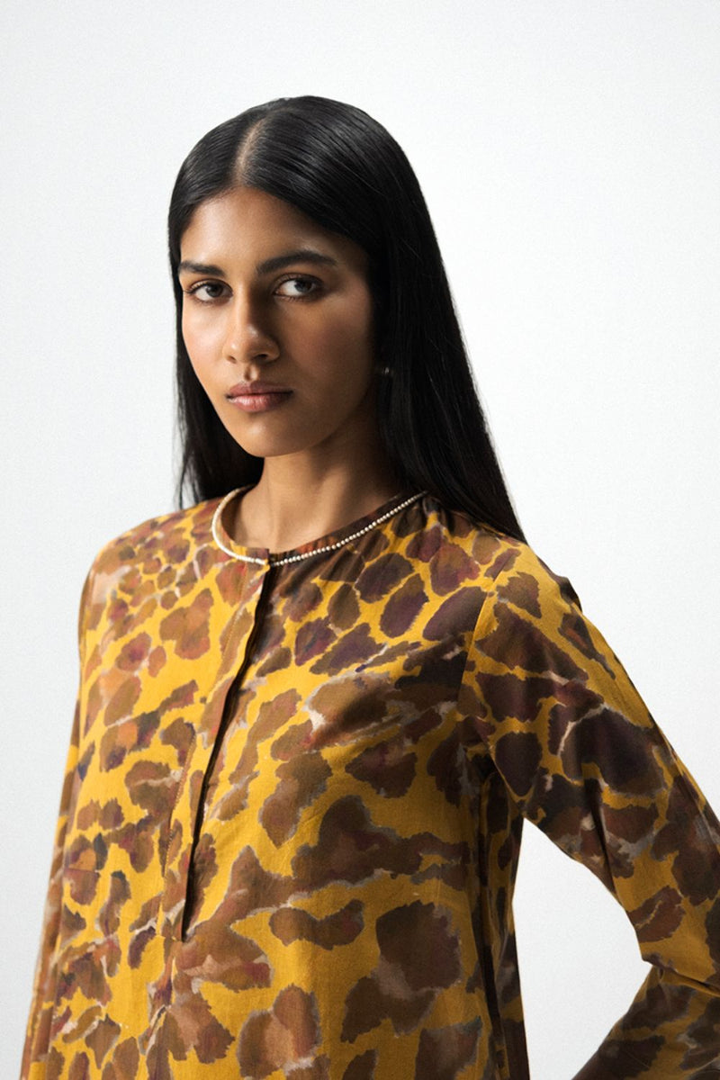 CHITARA SHORT KURTA SET cotton by Yam in yellow color for women Worldwide
