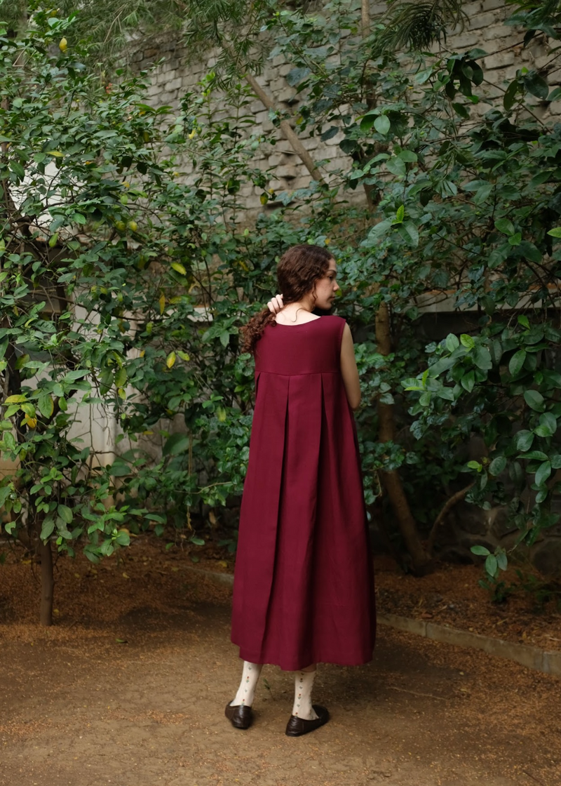 Chloe Dress - Wine by MASON AND MILL for women Worldwide