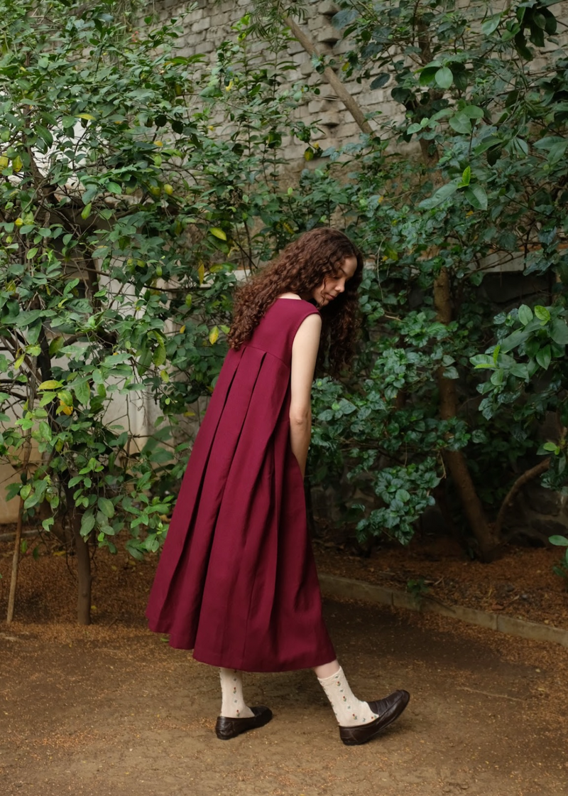 Chloe Dress - Wine by MASON AND MILL for women Worldwide