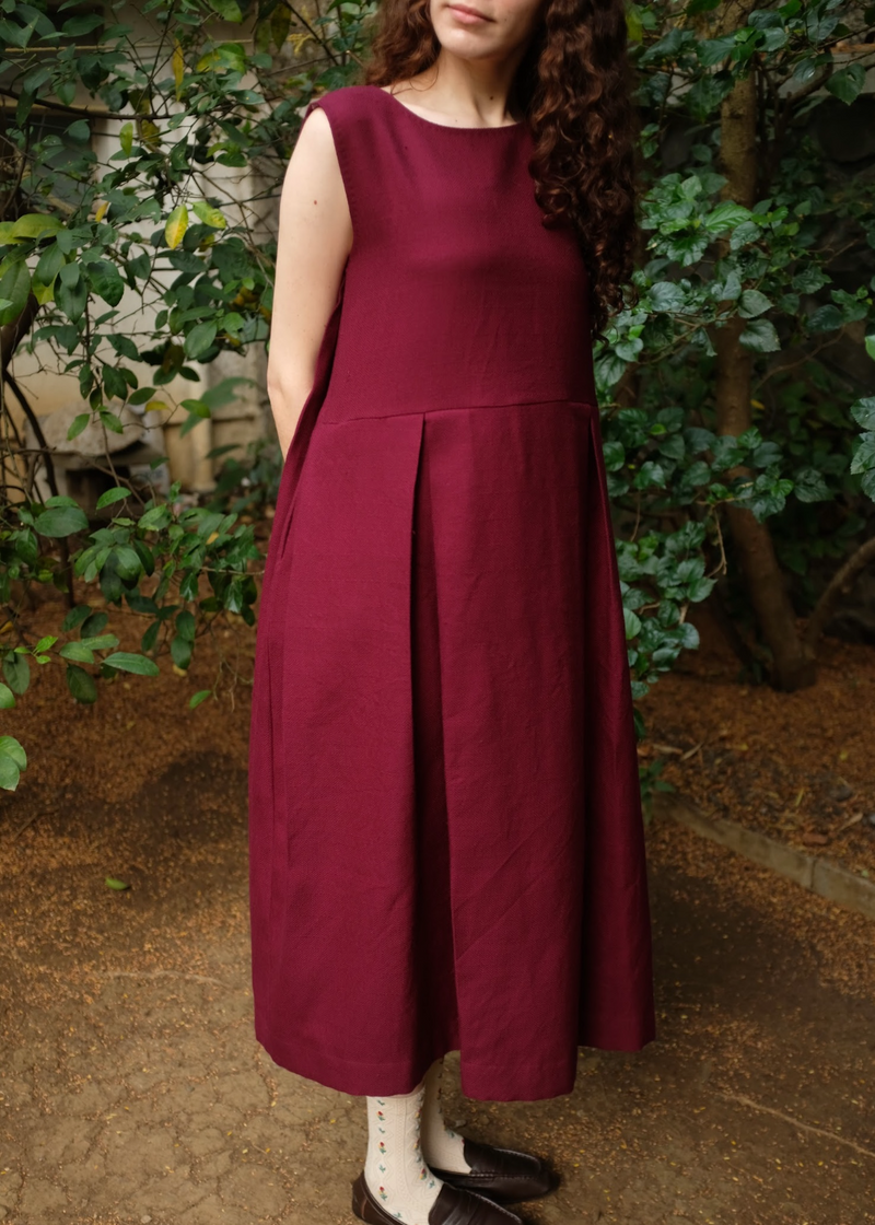 Chloe Dress - Wine by MASON AND MILL for women Worldwide