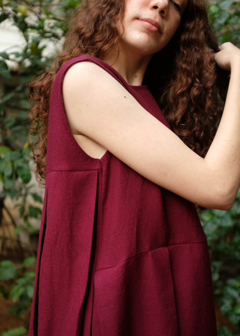 Chloe Dress - Wine by MASON AND MILL for women Worldwide