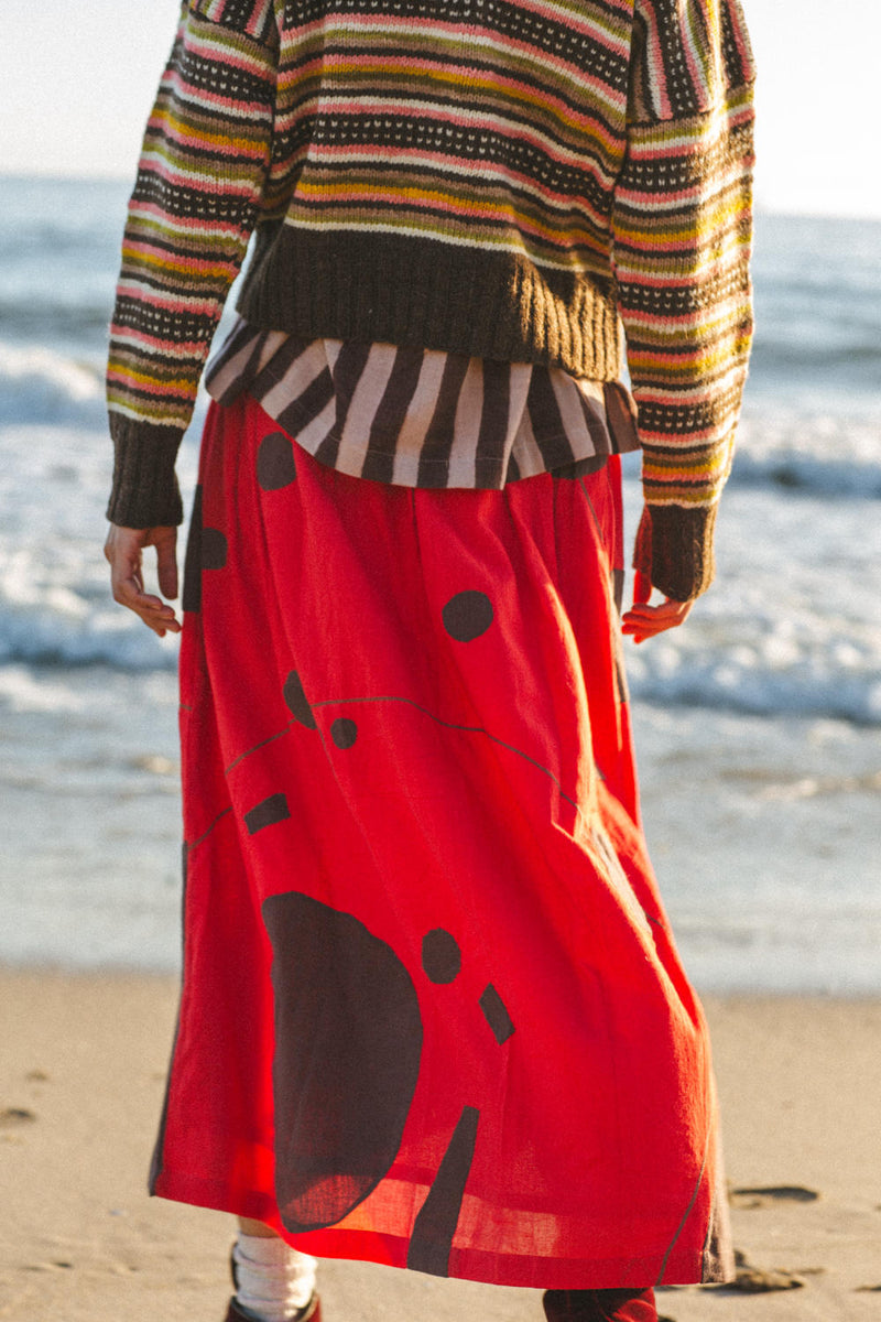 Christmas Skirt in Brown cotton by World of Crow in brown color for women Worldwide