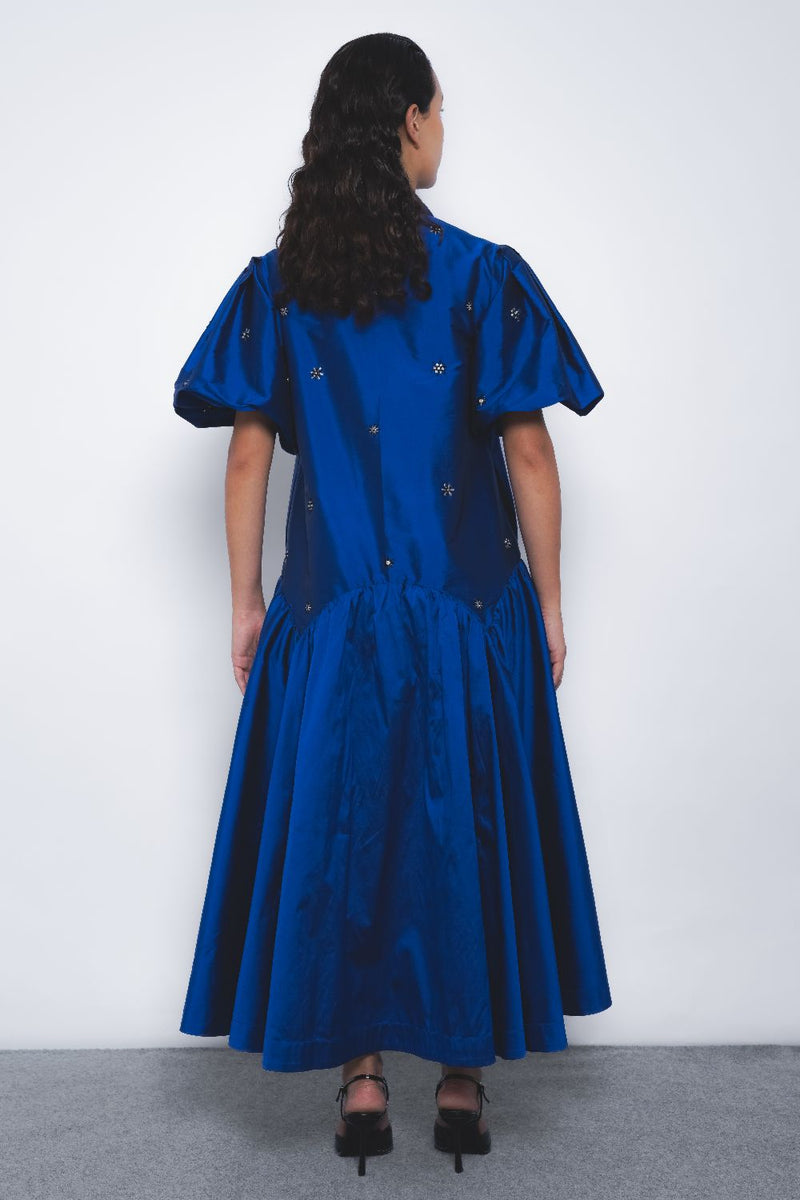 Cielo Embroidered Dress - Lapis by Leh Studios for women Worldwide