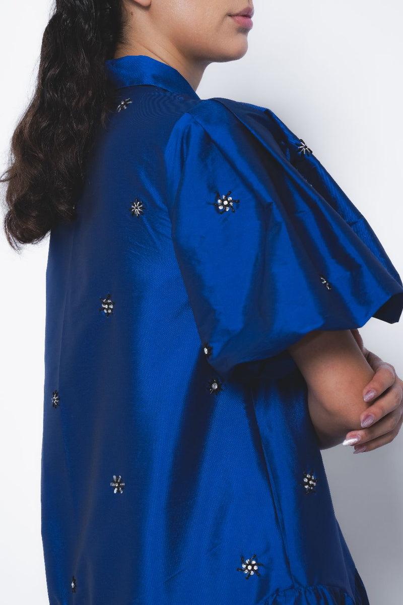 Cielo Embroidered Dress - Lapis by Leh Studios for women Worldwide