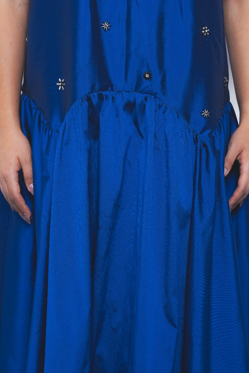 Cielo Embroidered Dress - Lapis by Leh Studios for women Worldwide
