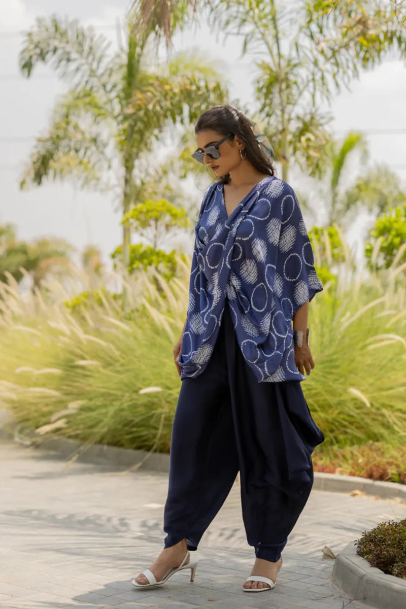 CIR SHIB TWIST TOP-BLUE silk by Dyelogue in blue color for women Worldwide