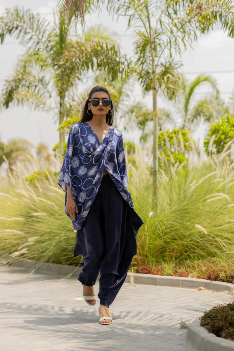 CIR SHIB TWIST TOP-BLUE silk by Dyelogue in blue color for women Worldwide