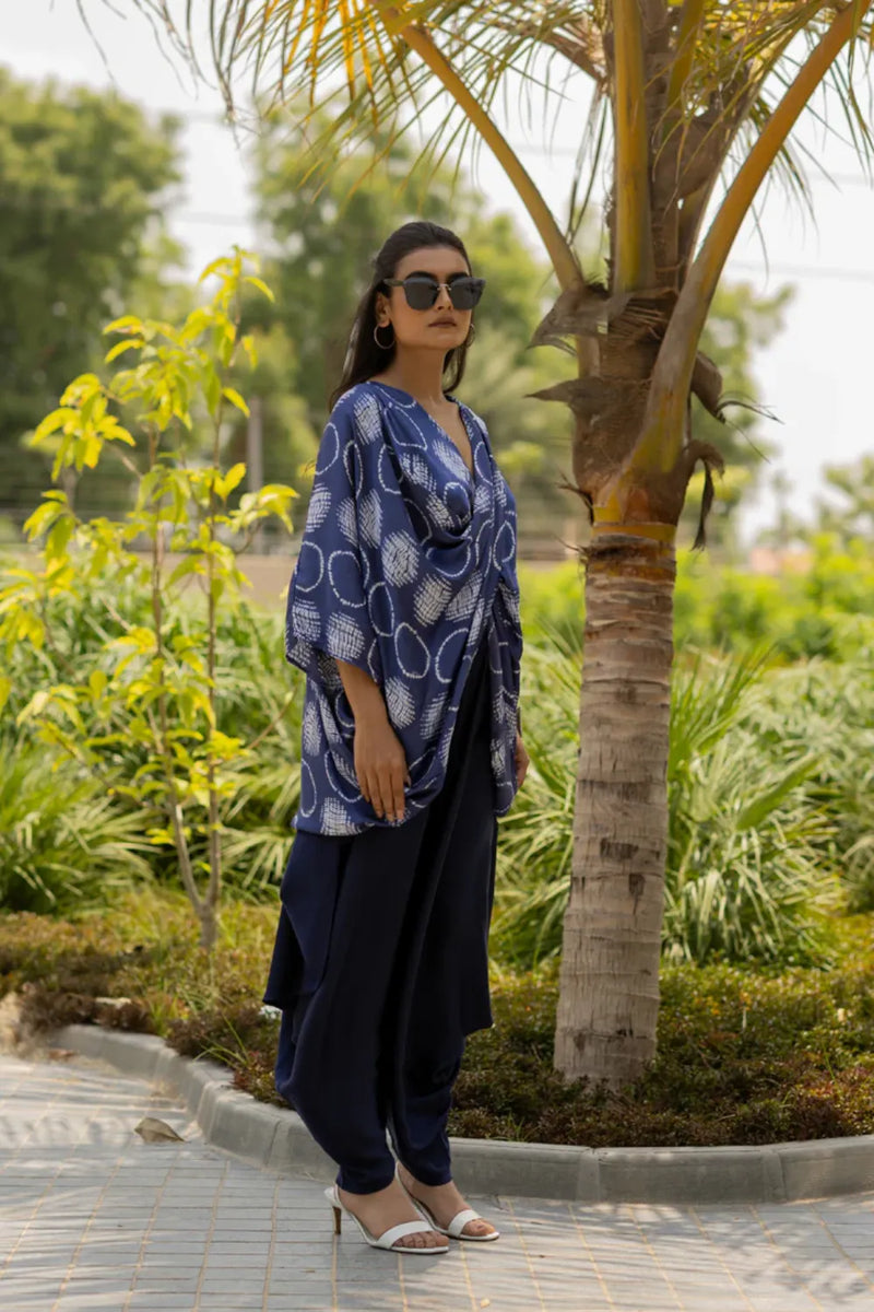CIR SHIB TWIST TOP-BLUE silk by Dyelogue in blue color for women Worldwide