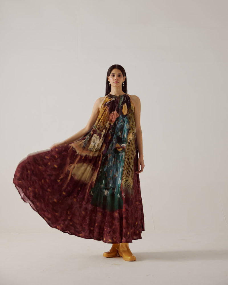Circle Dress long-High Tea cotton by CORD in multi for women Worldwide