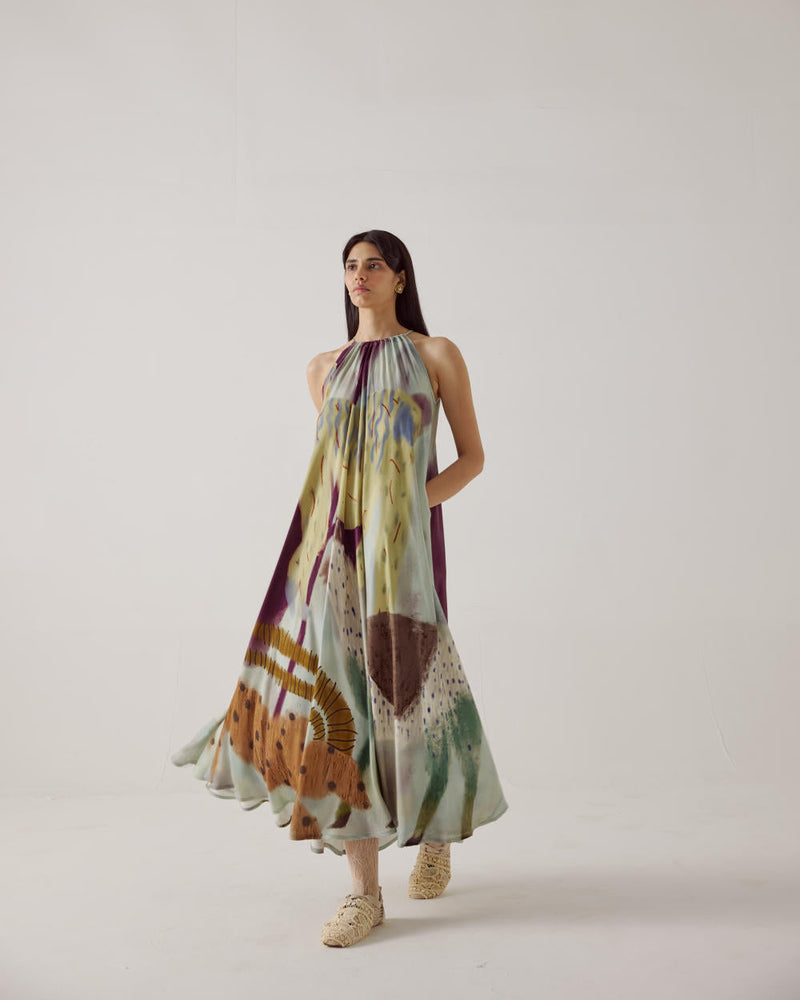 Circle Dress Long-Mirage cotton by CORD in multi for women Worldwide