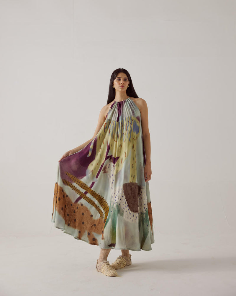 Circle Dress Long-Mirage cotton by CORD in multi for women Worldwide