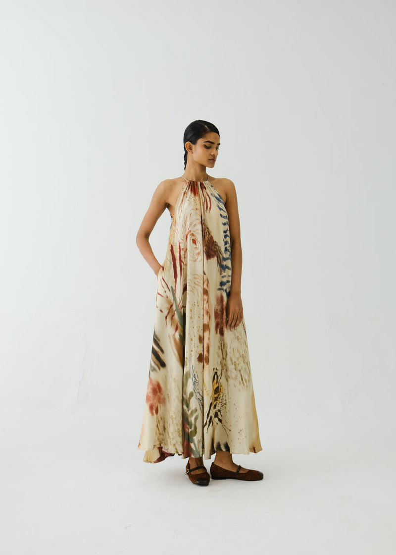 Circle Long Dress-Abstract cotton by CORD for women Worldwide