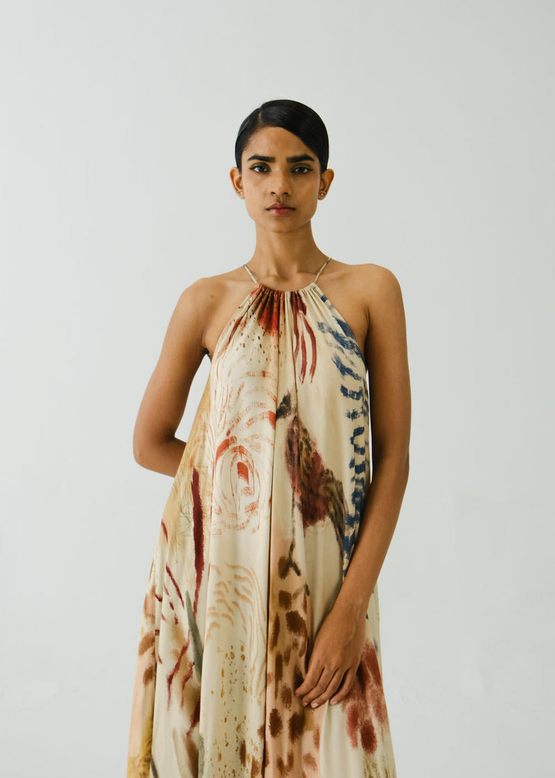 Circle Long Dress-Abstract cotton by CORD for women Worldwide