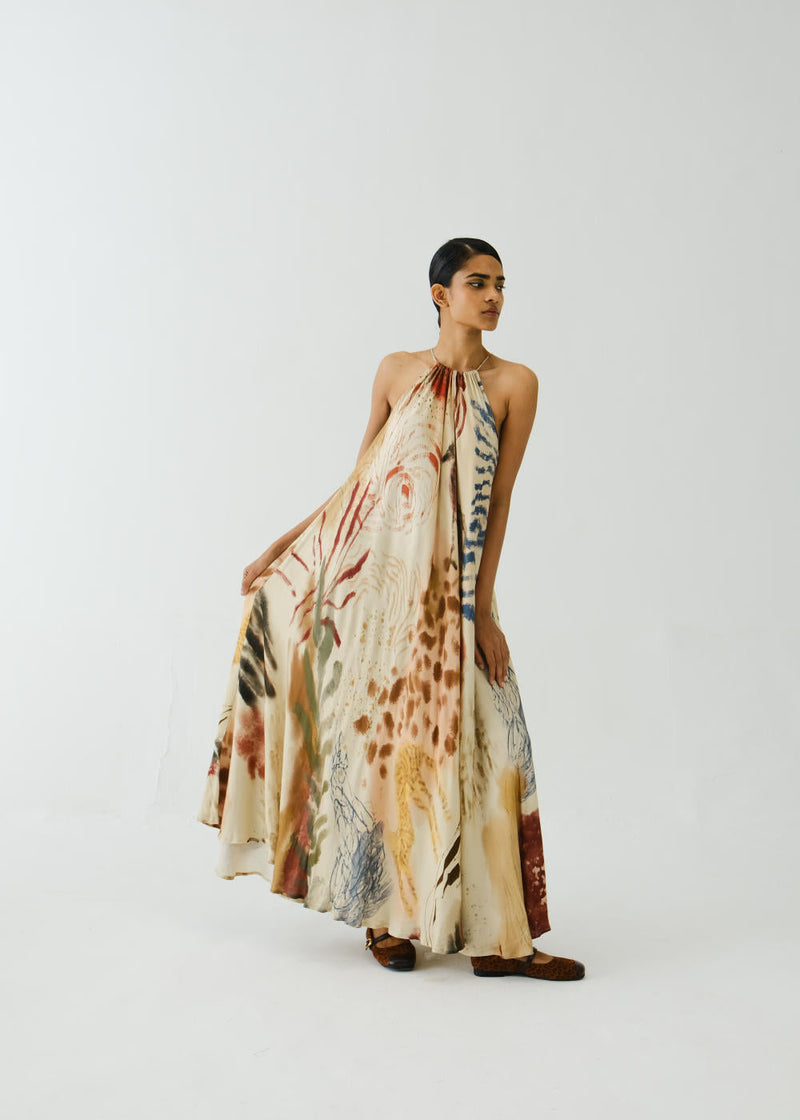 Circle Long Dress-Abstract cotton by CORD for women Worldwide