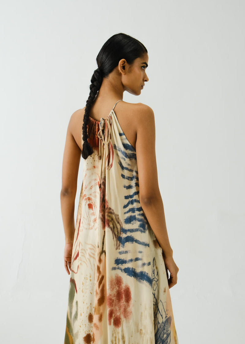 Circle Long Dress-Abstract cotton by CORD for women Worldwide