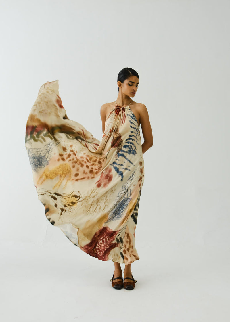 Circle Long Dress-Abstract cotton by CORD for women Worldwide
