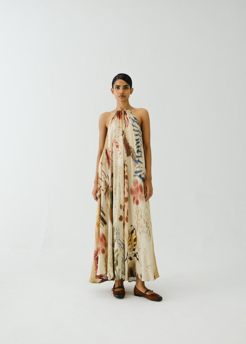Circle Long Dress-Abstract cotton by CORD for women Worldwide