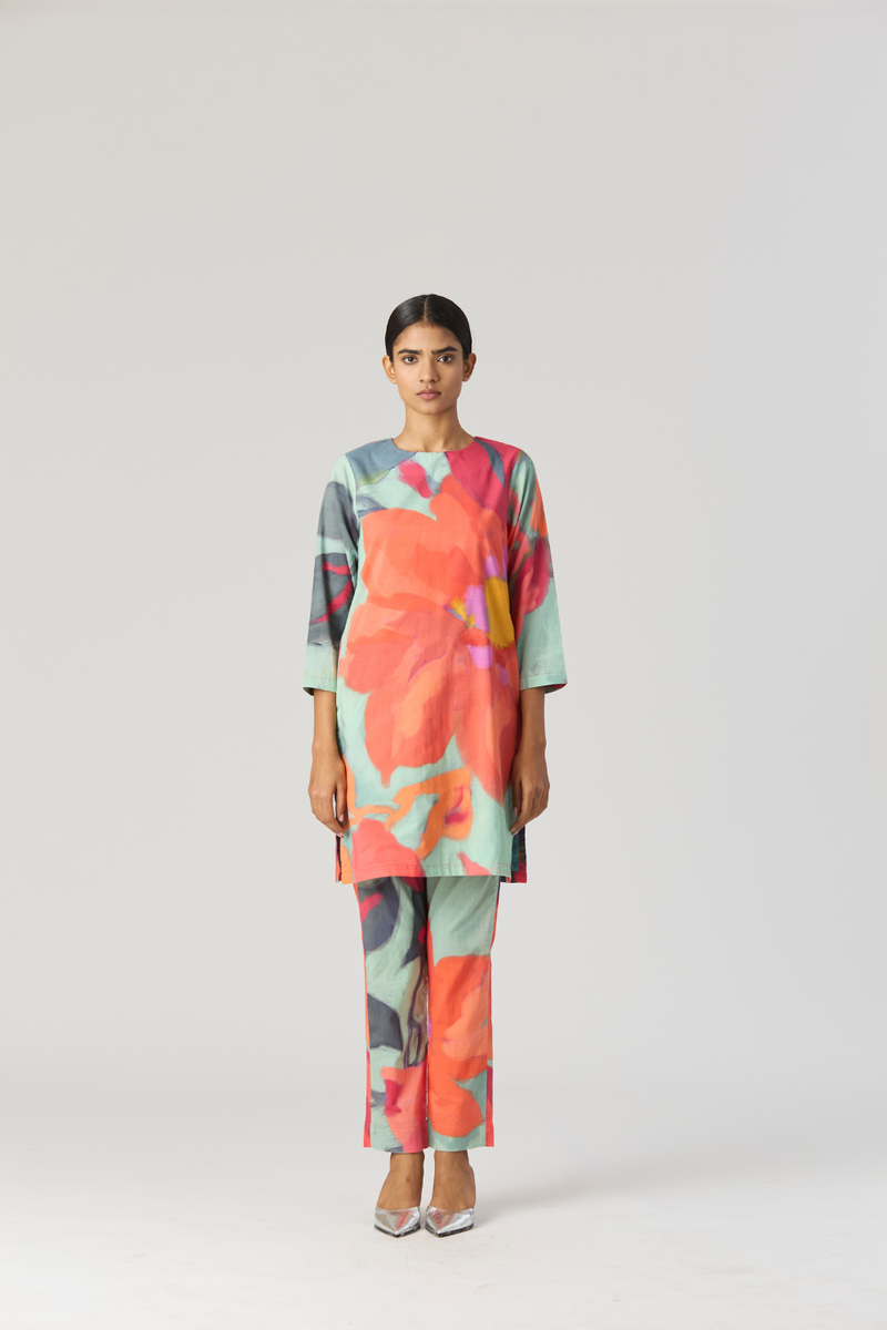 CLARA SHORT KURTA SET cotton by Yam in multi color for women Worldwide