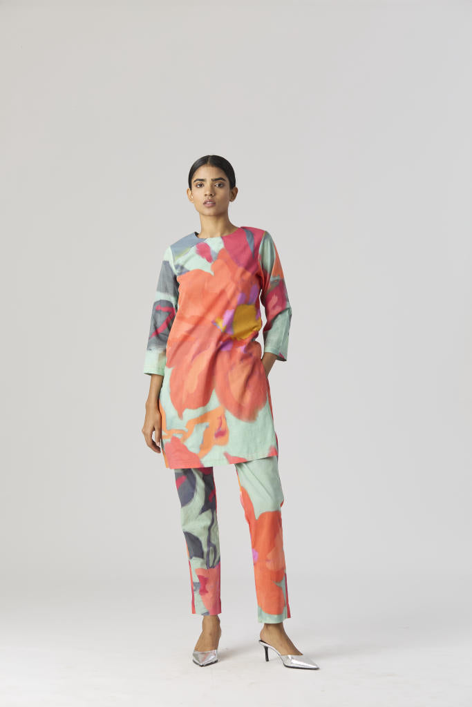 CLARA SHORT KURTA SET cotton by Yam in multi color for women Worldwide