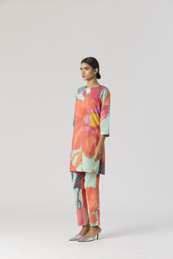 CLARA SHORT KURTA SET cotton by Yam in multi color for women Worldwide