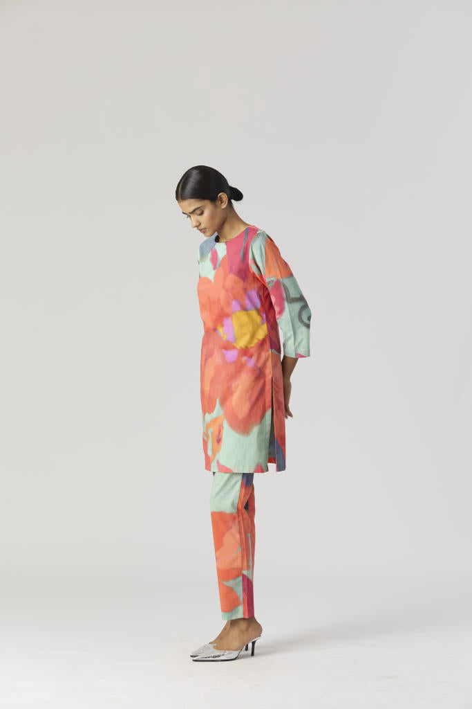 CLARA SHORT KURTA SET cotton by Yam in multi color for women Worldwide
