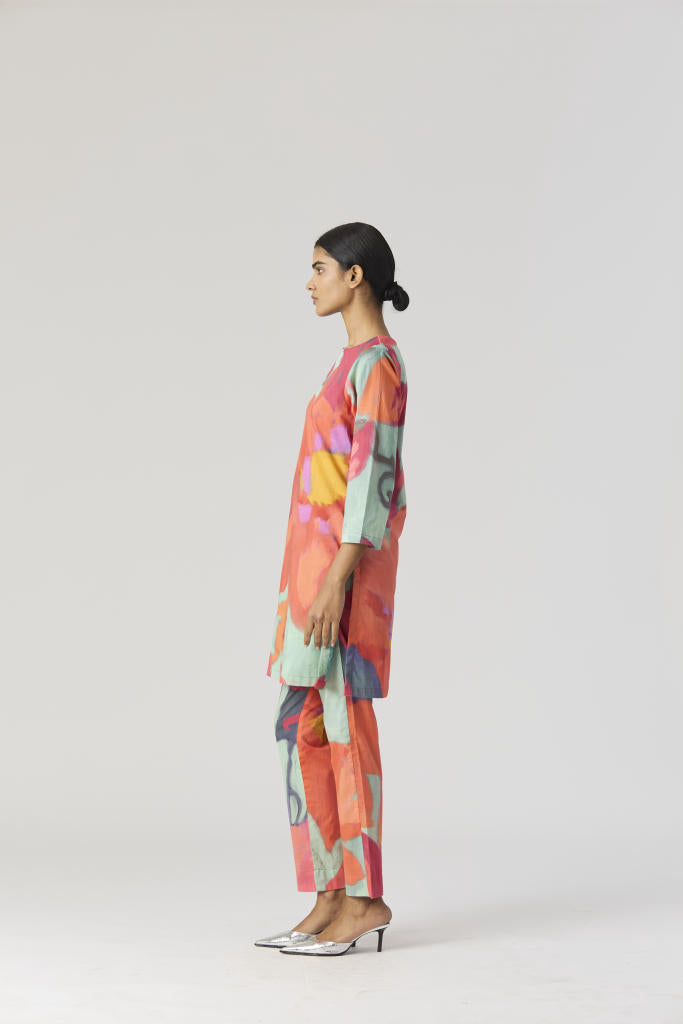 CLARA SHORT KURTA SET cotton by Yam in multi color for women Worldwide