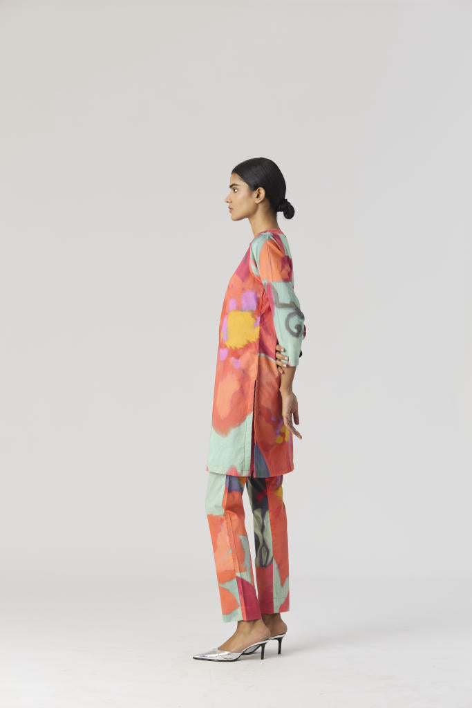 CLARA SHORT KURTA SET cotton by Yam in multi color for women Worldwide