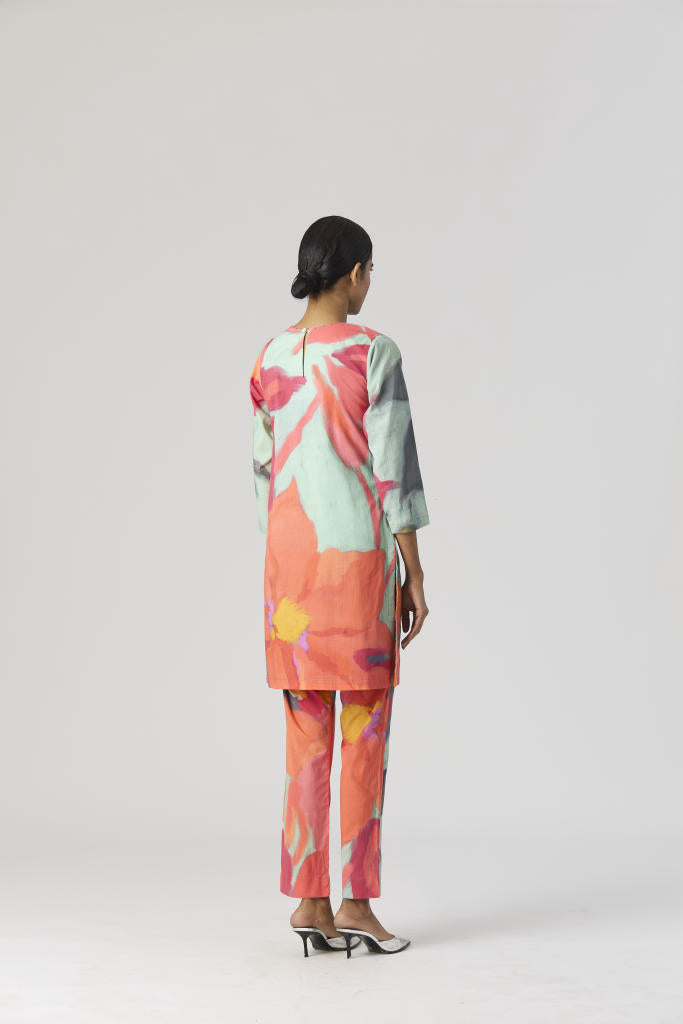 CLARA SHORT KURTA SET cotton by Yam in multi color for women Worldwide