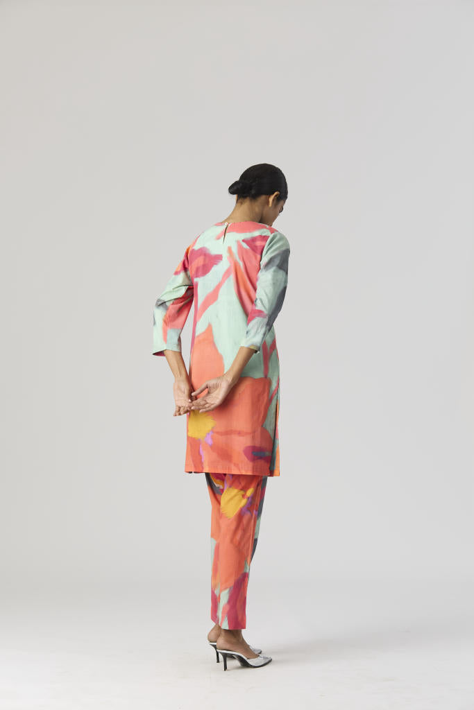 CLARA SHORT KURTA SET cotton by Yam in multi color for women Worldwide