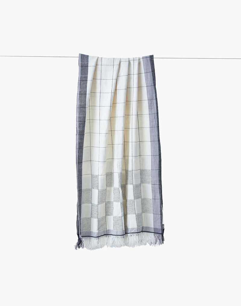 Classic Ivory Block Stole cotton by World of Crow in multi color for women Worldwide