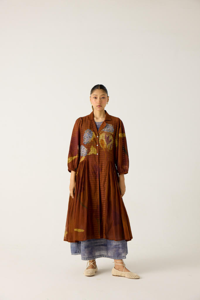 CLASSIC BUTTON DOWN DRESS -FOLIAGE cotton by CORD in multi for women Worldwide