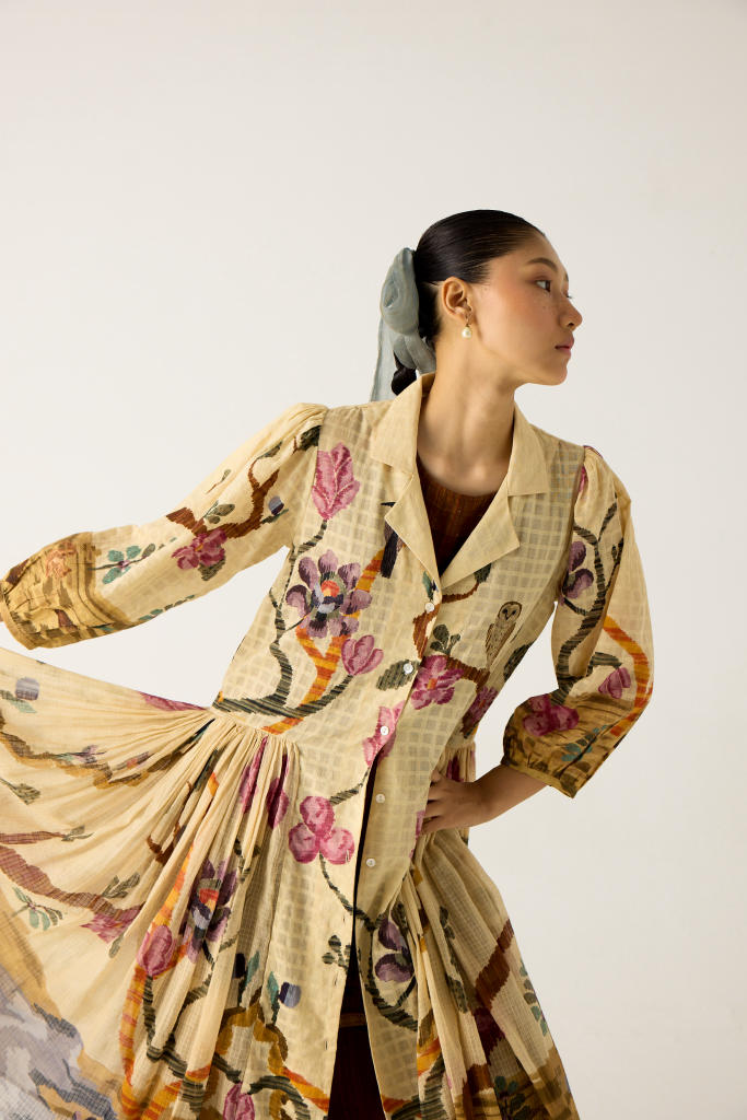 CLASSIC BUTTON DOWN DRESS +SLEEVELESS DRESS-(SAFARI +BROWN STRIPER) cotton by CORD in multi for women Worldwide