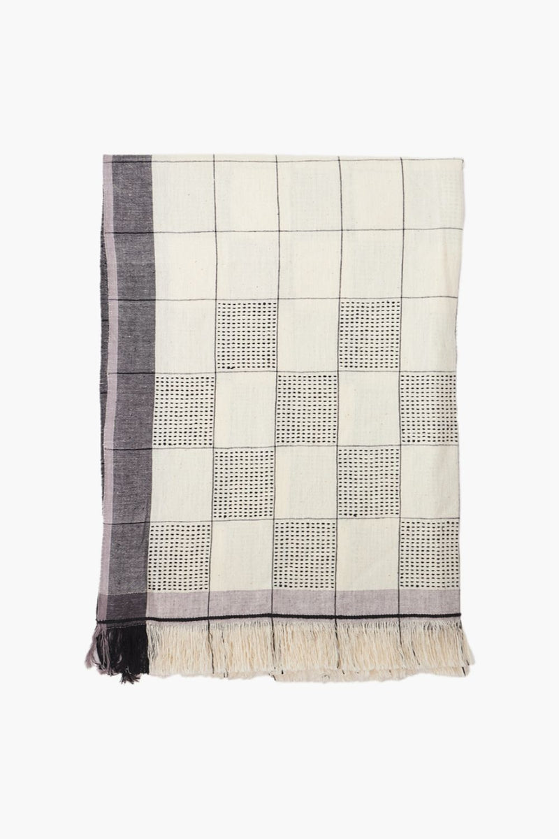 Classic Ivory Block Stole cotton by World of Crow in multi color for women Worldwide