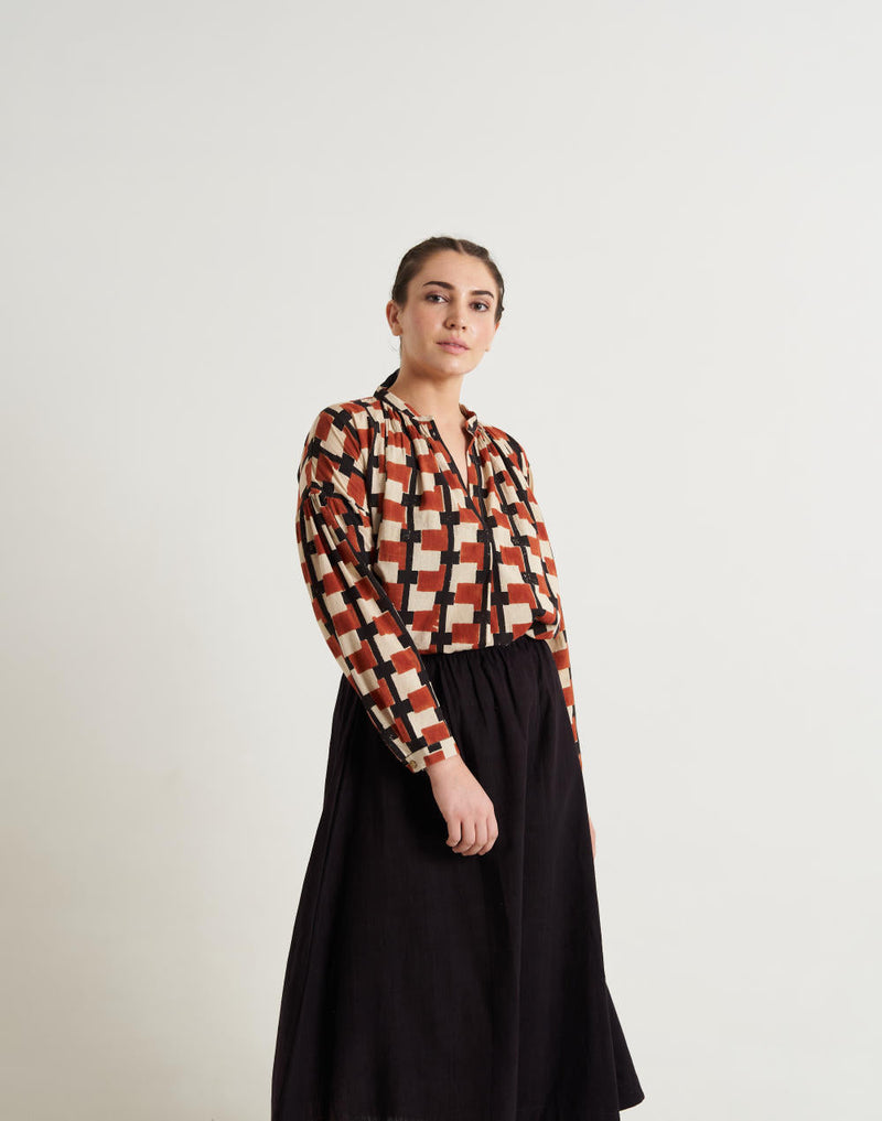 Classic organic black skirt - Black cotton by World of Crow in black color for women Worldwide