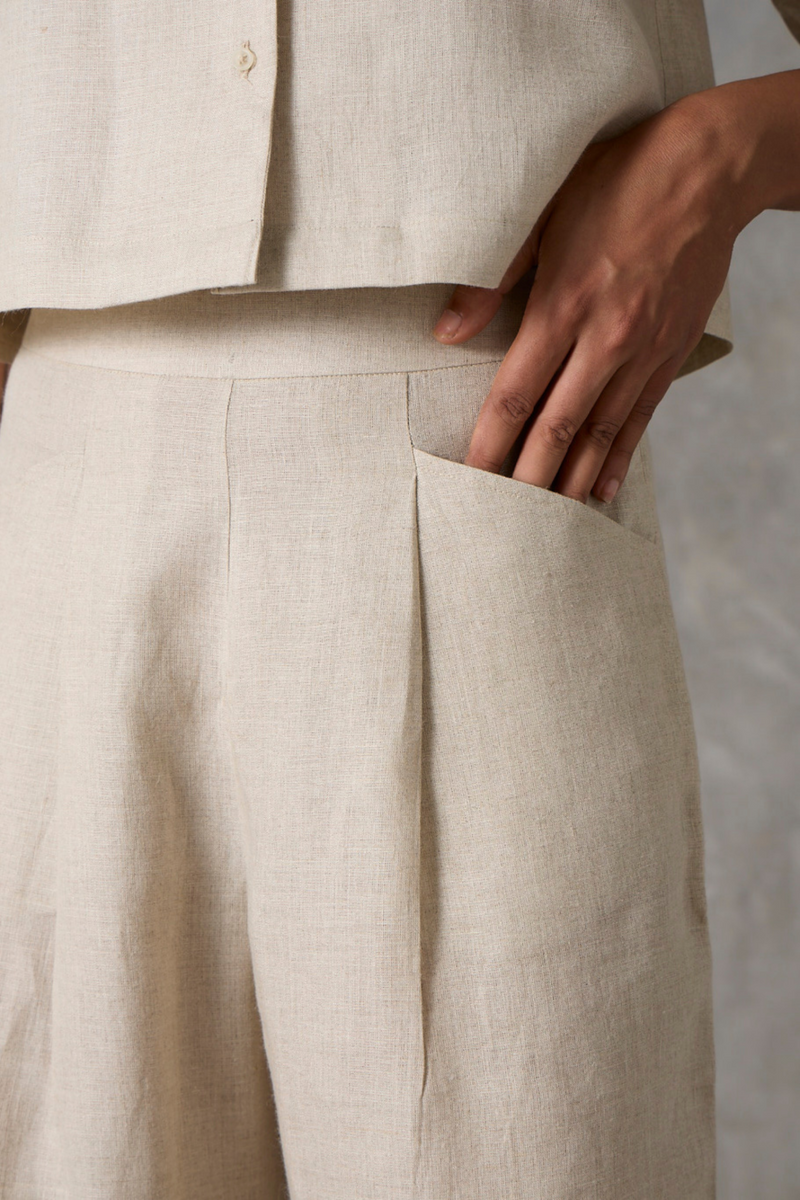 Clyde Pant - Beige linen by The Summer House in beige color for women Worldwide