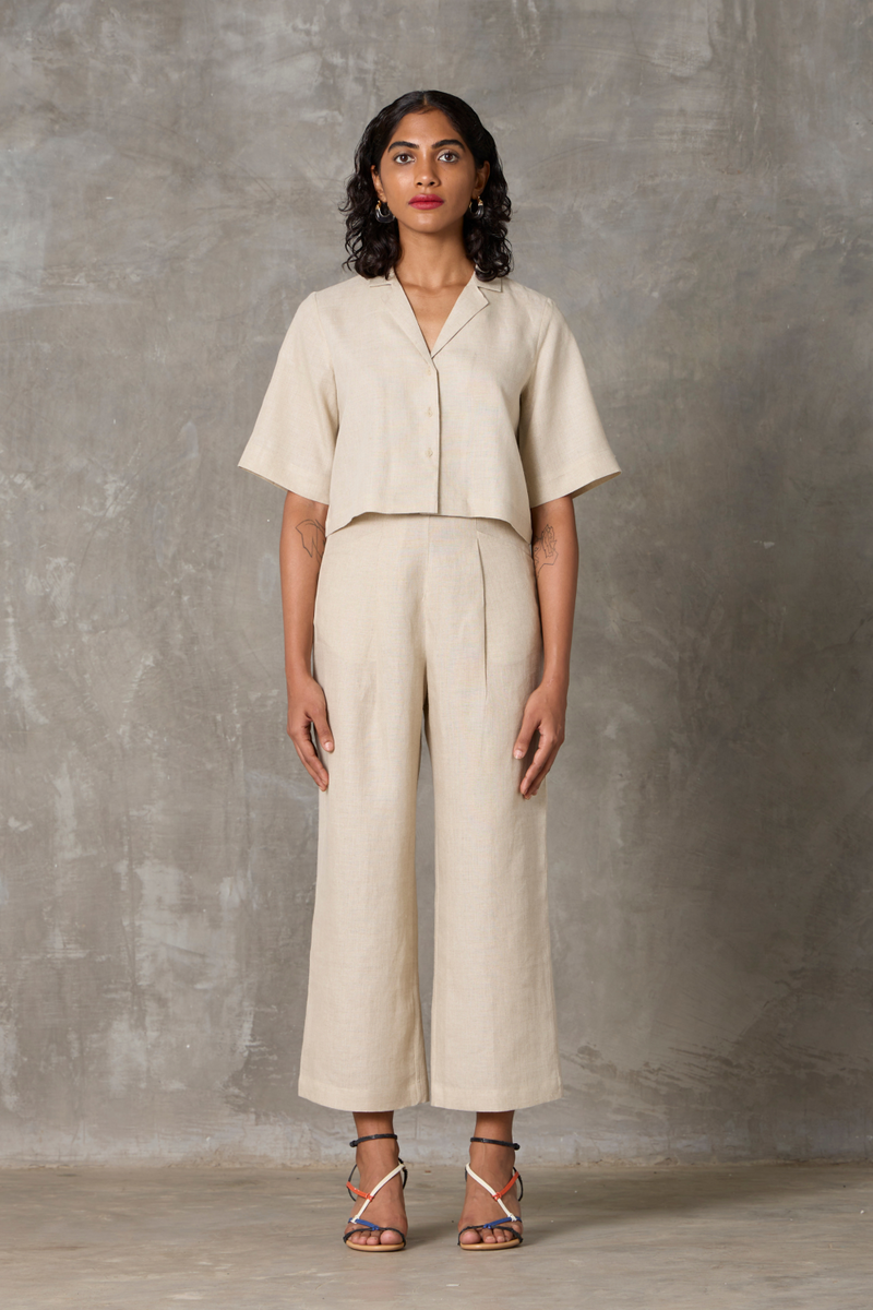 Clyde Pant - Beige linen by The Summer House in beige color for women Worldwide